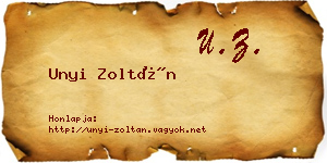 Unyi Zoltán névjegykártya